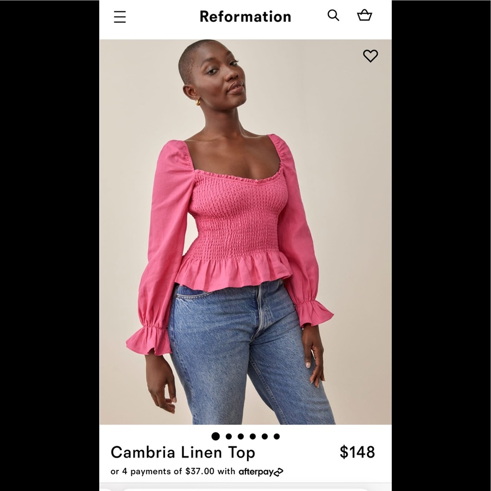 Reformation Cambria Linen Top in Pink